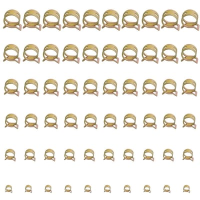 Assortiment de 60 colliers de serrage en acier inoxydable pour tuyaux de carburant, tuyaux d'eau, cerceaux de serrage pour tubes à air beige