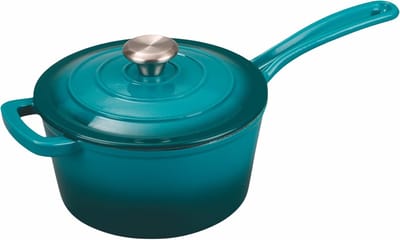 Gietijzeren Pan - Braadpan Casserole - Stoofgerechten Maken - Druppel Systeem - 19.3 cm - Petrol