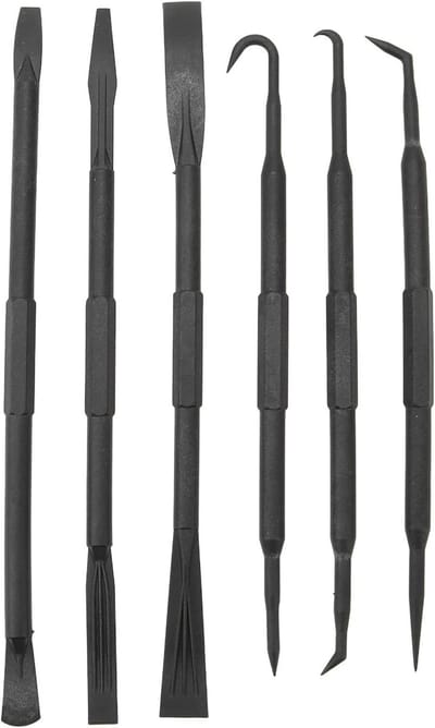 Set van 6 Dual End Pry Hooks - Non-Marring Pick en Pry Bar Set met Lange Slanke Spiegel voor Moeilijk Bereikbare Plaatsen