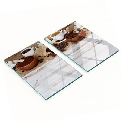 Decoratieve glazen snijplank voor in de keuken, geschikt voor koffiekopjes, 2x40x52 cm