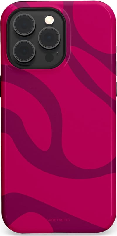 Casetastic hoesje geschikt voor Apple iPhone 15 Pro Max - MagSafe - Dubbellaagse bescherming - Violet Paarse Golven - Fashion Case - Roze
