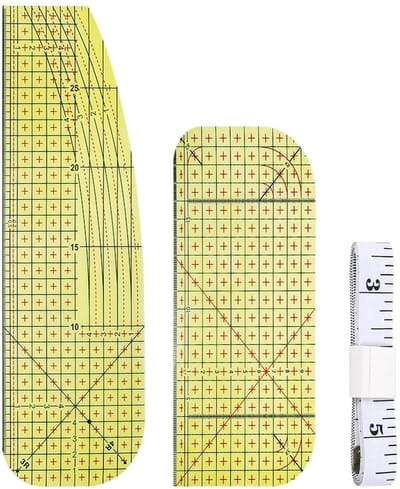 Dailygoods- Naailiniaal 2 Stuks - Zachte/Gebogen Liniaal - Kunststof - Compact Snij-accessoires - 20x10 cm/30,5x10 cm - Licht en Duurzaam - Meetliniaal