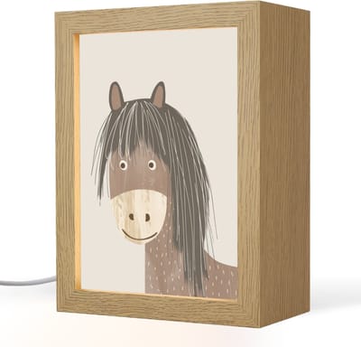 Nachtlampje 15x20 cm - Kinder lampje - Paard - Dier - Pastel kleuren - Paarden - Tafellamp kinderkamer - Slaapkamer lamp - Bedlamp kinderen - Kinderlampje stopcontact - Wandlamp babykamer - Nachtlampjes