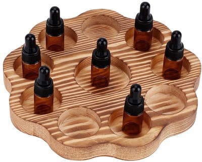Dailygoods- Houten Houder Bloemvormig - Multifunctionele Organizer - Opbergrek voor Etherische Oliën - Nagellak en Lippenstift - Duurzaam Dennenhout - Stijlvol Ontwerp - Opbergdoos