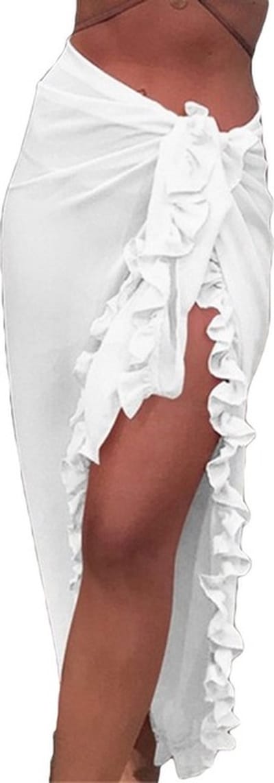 ASTRADAVI Pareo - Sarong met Roches - Dames Strandkledding Omslagdoek - Wit