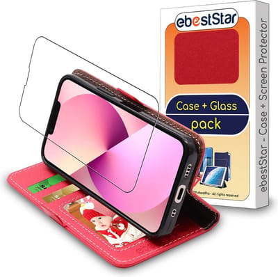ebestStar - Hoes geschikt voor iPhone 13 mini Apple, Wallet Etui, Book case hoesje, Rood + Gehard Glas