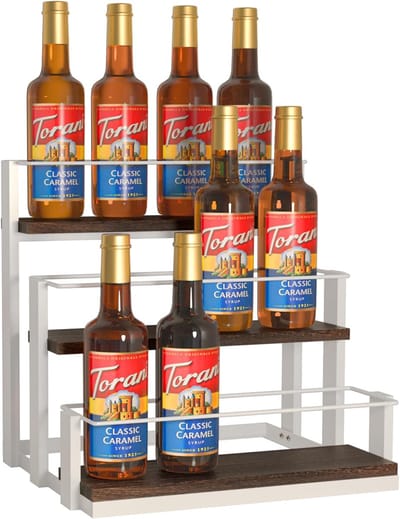 Famanu – Koffiesiroop organizer rek – Opslag voor 12 flessen – Metaal – Wit