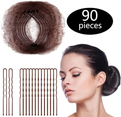 Haaraccessoires set - Haarklemmen - Haarelastiekjes / Scrunchie -Cafébruin 50 stuks + 40 U-haarklemmen -Geschikt voor kort en fijn haar.