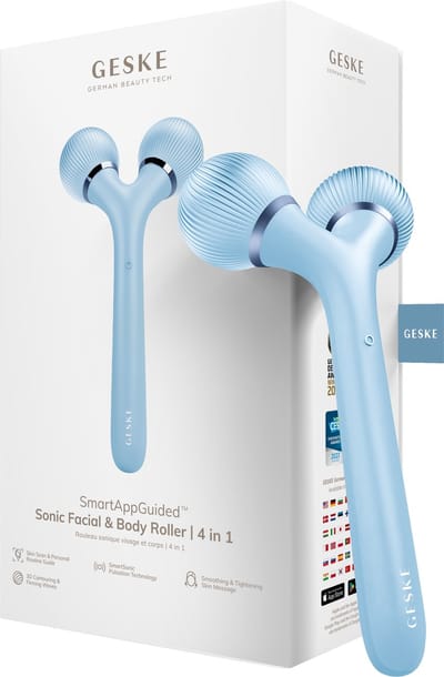 GESKE | SmartAppGuided™ Sonic Facial & Body Roller | 4 in 1 | Dermaroller | Apparaat voor gezicht en lichaam | Dermarol | Professionele gezichtsroller | Verstevigt en definieert lichaam en gezicht