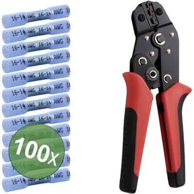 TRU COMPONENTS TC-13448592 Stootverbinder Met krimpkous 1.5 mm² 2.5 mm² Volledig geïsoleerd Blauw 100 stuk(s)