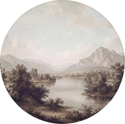 Badmat rond 70x70 cm - Antislip - Klassiek - Landschap - Sereen - Badmatten voor badkamer - Badkamermat - Douchemat - Ronde badkamer mat