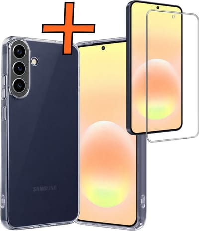 Hoes - Met Screenprotector - Geschikt voor Samsung Galaxy A57 - Sterk & Shockproof - Back Cover - Siliconen Case - Telefoon Hoes - Transparant