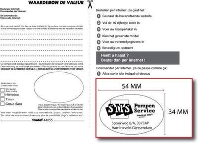 Bon voor een stempelplaatje Trodat Printy 44055