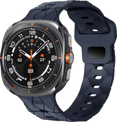 Bandz Siliconen band 'Hexagons' met gespsluiting - geschikt voor de Samsung Galaxy Watch Ultra 2 (2026) / Ultra (2024/2025) - donkerblauw