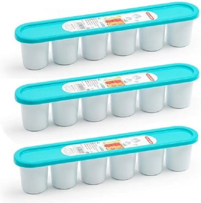 PlasticForte Grote ijsblokjes/ijsklontjes vormen - 3x - met deksel - kobalt blauw - 30 x 6 cm - XXL