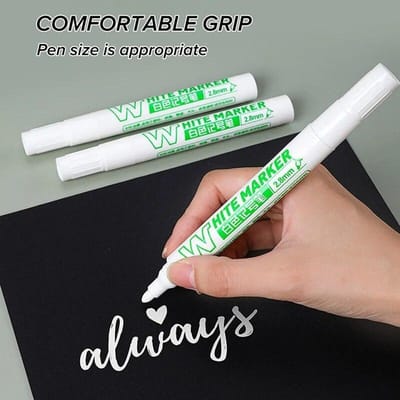 2 stuks witte markeerstiften set 3mm olieachtige waterdichte witte gelpen DIY graffiti pen briefpapier schrijven tekenen schoolbenodigdheden 2pcs
