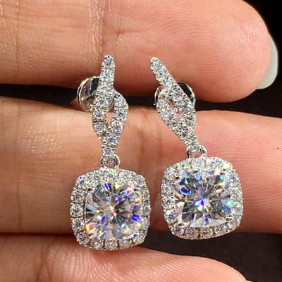 Sterling Hangende Oorbellen voor Vrouwen Glanzende CZ Steen Bruiloft VerlovingsOorbellen Chique Cadeaus Mode Sieraden