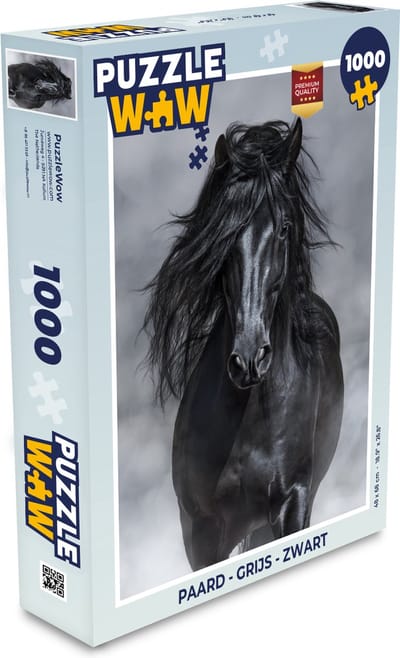 Puzzel Paard - Grijs - Zwart - Legpuzzel - Puzzel 1000 stukjes volwassenen