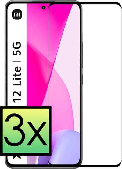Screenprotector - 3 Stuks - Geschikt voor Xiaomi 12 Lite - Full Cover - Beschermglas - Gehard Glas - Tempered Glass - Screen Protector