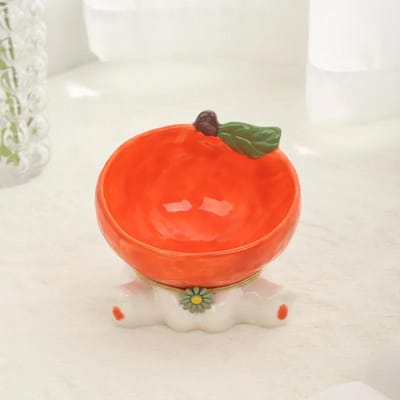 Kat Fruit Keramische Kom Verhoogde Huisdier Voer Waterkommen Verhoogd Kleine Honden Gekanteld Drinken Eten Voeders Puppy Katten Accessoires red