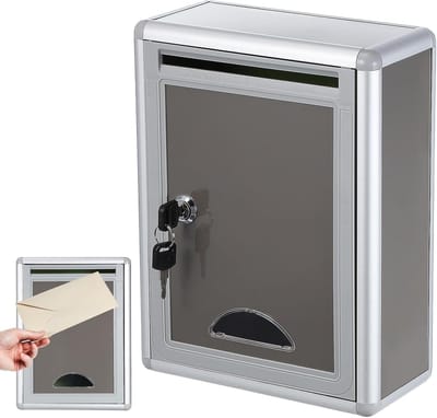 Afsluitbare Brievenbus - Suggestiebox Wandmontage - Veilig Brieven Ontvangen - Lichtgewicht Waterdicht - 28.5x21.5x10.5CM - Grijs