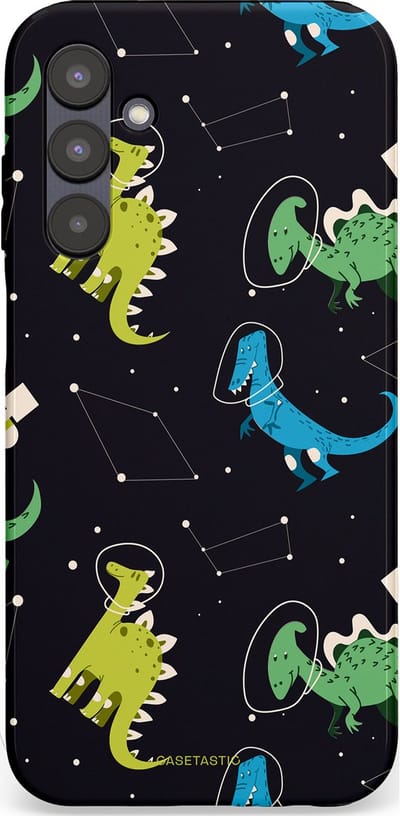 Casetastic hoesje geschikt voor Samsung Galaxy A25 - Dubbellaagse bescherming - Dino in de sterren - Fashion Case - Zwart Groen