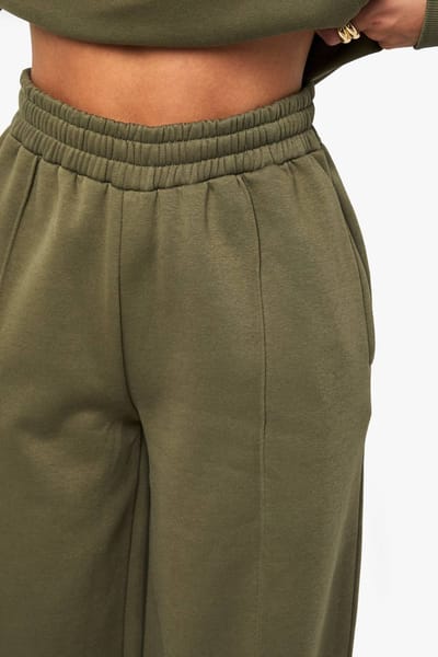 boohoo Dames Jogger met pintuck-detail en rechte pijpen | Khaki | Maat: Small