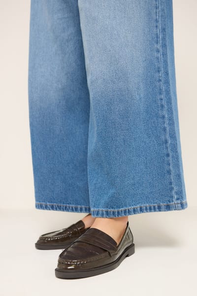 Yours Chocoladebruine Loafers Met Krokodillenprint In Brede Epasvormsize 37EEE