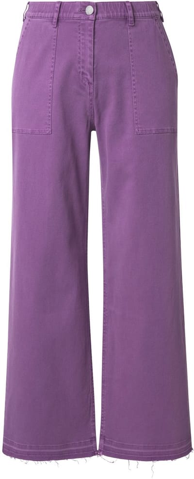 Ulla Popken - Dames - Colorjeans Mary gerafelde zoom rechte pijpen - Donkerlila - Maat 44