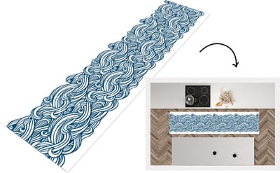 Keukenloper - Loper keuken - Patroon - Golven - Zee - 200x50 cm - Keukenloper vinyl