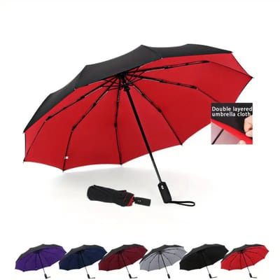 Nivard Moderne Golf Paraplu - Stormparaplu - Opvouwbaar - Windproof - Stormproef - UV Bescherming - Umbrella - Draagbaar - Rood