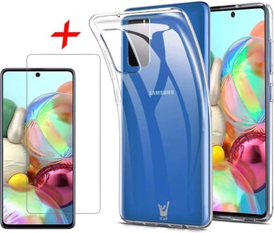 Hoesje geschikt voor Samsung Galaxy A71 - Screen Protector GlassGuard - Back Cover Case ShockGuard Transparant & Screenprotector