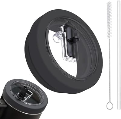 Lid Leak-proof voor Stanley Cup - 100 ml - Verwijderbare Vervangende Deksel met 1 Rietje en 1 Rietjesborstel - Herbruikbaar Zwart