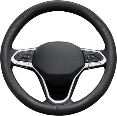 Dunne, niet-slip synthetische leren stuurhoes, zacht en ademend, universele maat M 37-38 cm, geschikt voor auto’s, zwarte kleur