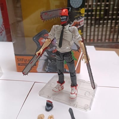 Nieuwe Shf Chainsaw Man Figuur Denji Katana Man Figuur 15Cm Kettingzaag Demon Kunst Gearticuleerd Pvc Actie Figuur Model Speelgoed Cadeau gray