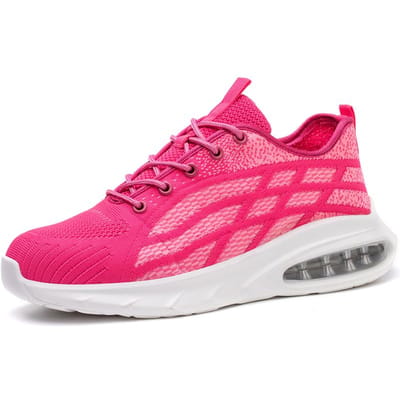 Stalen neus veiligheidsschoenen dames werk sneakers ademende luchtkussen werkschoenen dames lekvrije lichte veiligheids werkschoenen dames 42 pink