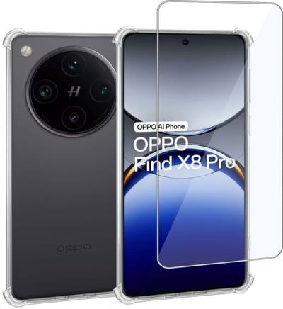 Geschikt voor OPPO Find X8 - Hoesje + Screenprotector – Gehard Glas Cover + Shock Proof Case - Transparant