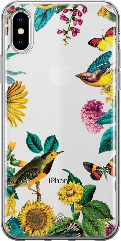 Casimoda® hoesje - Geschikt voor iPhone Xs - Zonnebloemen / Bloemen - Siliconen/TPU telefoonhoesje - Backcover - Transparant - Multi