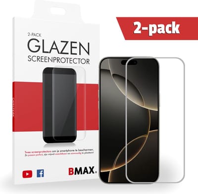 2-pack BMAX Screenprotector geschikt voor Apple iPhone 16 Pro Max van gehard glas - Apple screenprotectors - Telefoonaccessoires - Telefonie & Accessoires - Beschermglas - Glas screenprotectors