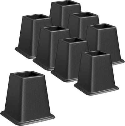 Cosensi - Set van 8 zware bedverhogers, 15 cm stapelbare bedbankbeenverlengers met antislippads, 550 kg capaciteit voor opslagoptimalisatie en vloerbescherming.