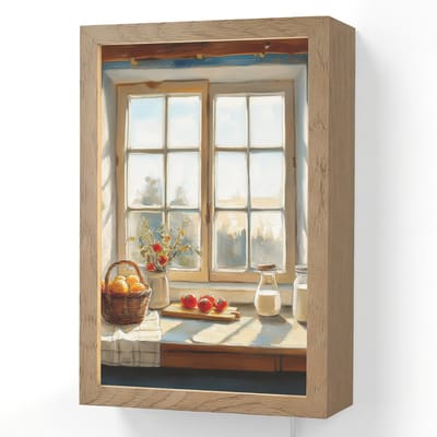 Wandlamp 20x30 cm - Oplaadbaar - Stilleven - Keuken - Doorkijk - Vintage - Wandlampen binnen woonkamer - Slaapkamer lamp met kabel - Decoratieve nachtlamp - Vloerlamp snoer