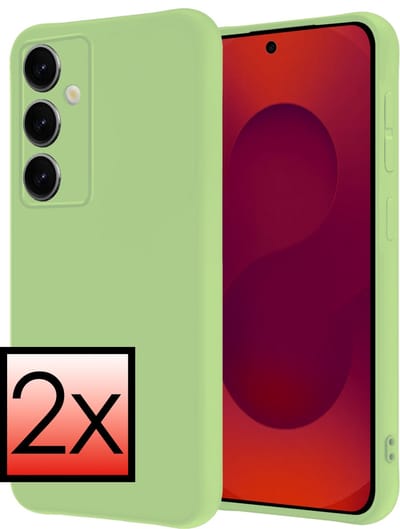 Hoesje - 2 Stuks - Geschikt voor Samsung Galaxy S25 - Sterk & Shockproof - Case Siliconen - Back Cover - Telefoon Hoes - Groen