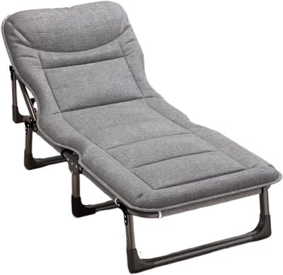 Katoenen Draagbaar Bed - Vouwbed Volwassenen - Kamperen Thuis - Verstelbare Rugleuning - 190 x 68 cm - Grijs