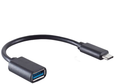 USB-C (m) - USB-A (v) (volledig bedekt) adapter - USB3.0 / zwart - 0,15 meter
