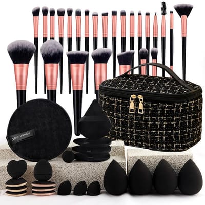 Dutchers® Luxe 47-delige Make-up Set – Make up Kwasten - Brush - Sponsje - Beauty Blender - Poeder Kwast - Kwastenset - Wenkbrauw Borstel - Powder Puff