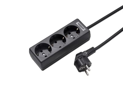 Martin Kaiser 3-weg contactdoos met aardingscontact en 1,5m kabel Zwart (Europese Stekkerdoos) - 1030ZL/15W/sw [10 stuks]
