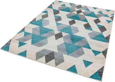 Easy Living - colt-pyramid-blue Vloerkleed - 200x290  - Rechthoek - Laagpolig Tapijt - Modern - Blauw, Grijs
