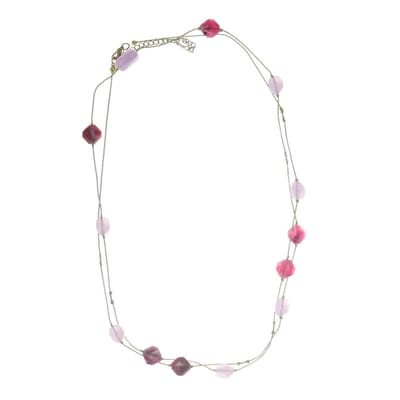 Behave - Ketting goudkleur met paarse kralen, 125 cm