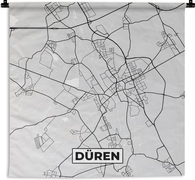 Wandkleed - Wanddoek - Düren - Kaart - Stadskaart - Plattegrond - Duitsland - 180x180 cm - Wandtapijt