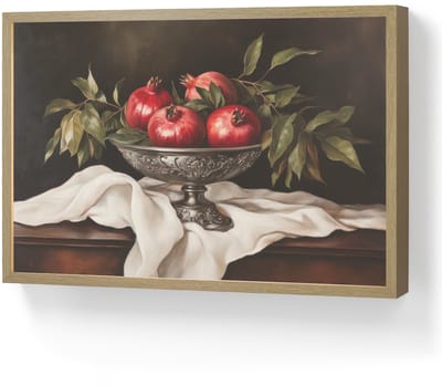 Wandlamp 60x40 cm - Oplaadbaar - Granaatappels - Klassiek - Vintage - Wandlampen binnen woonkamer - Slaapkamer lamp - Decoratieve nachtlamp - Vloerlamp draadloos